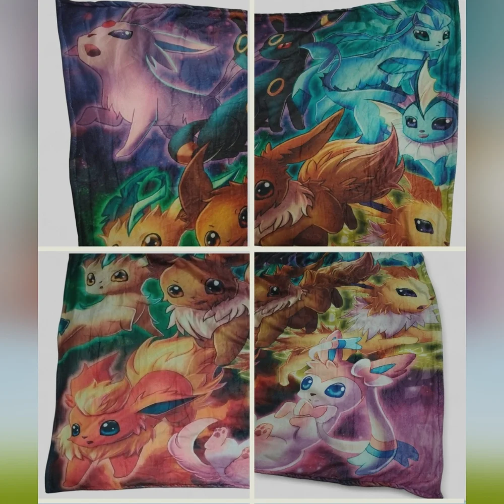 Pokemon Inspired Eevee Eeveelution Anime Fleece Throw Blanket 50x60 NEW